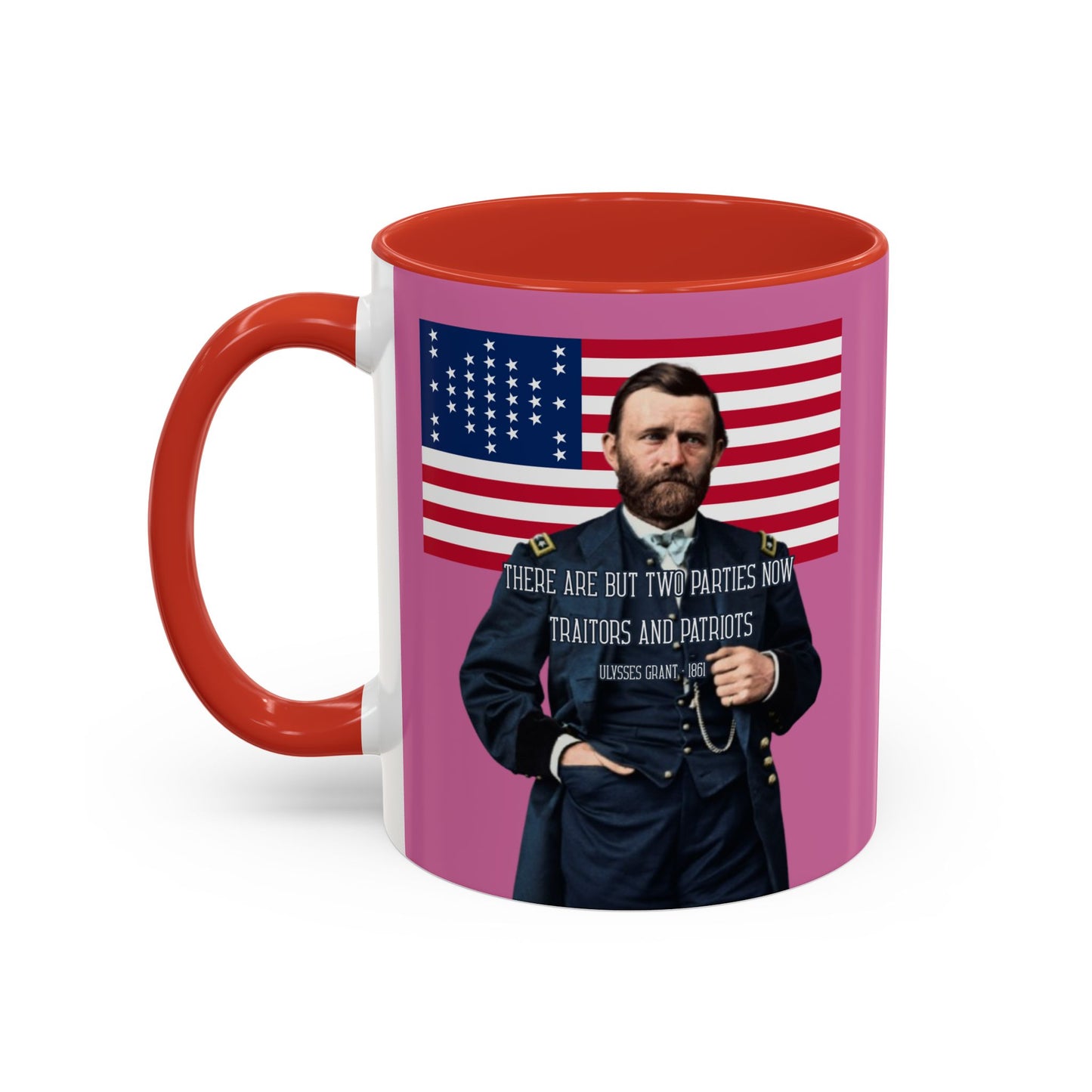 "Traitors and Patriots" Ulysses Grant Pink Accent Mug by theGreenDragonTavern.shop
