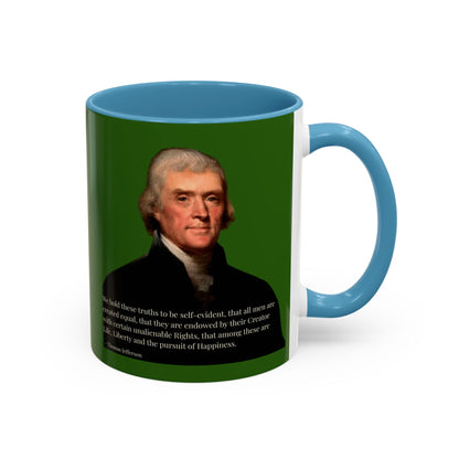 We hold these truths to be self-evident Dark Green Accent Mug by theGreenDragonTavern.shop