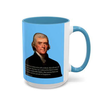 We hold these truths to be self-evident Light Blue Accent Mug by theGreenDragonTavern.shop