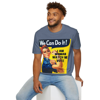 I Am Woman Watch Me Vote Rosie Dark colors Unisex T-Shirt by theGreenDragonTavern.shop