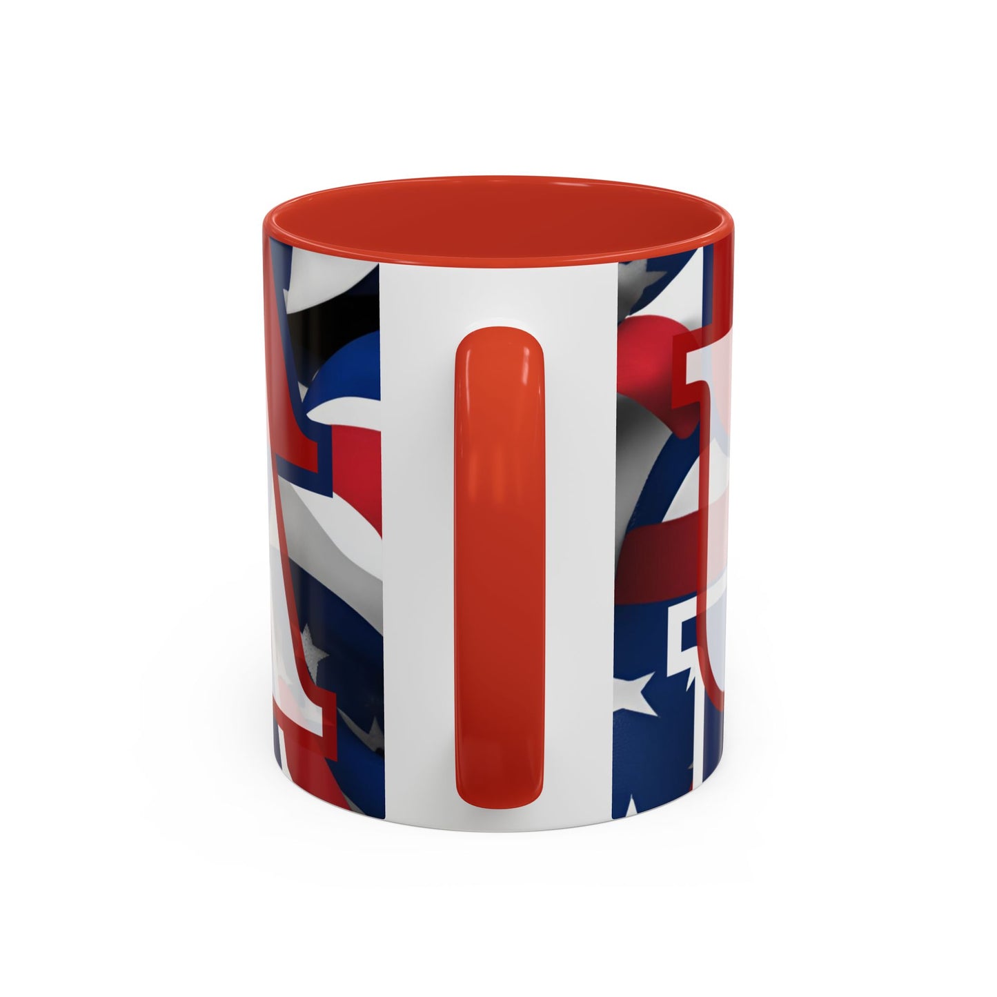 USA! USA! USA White font Patriot Red Accent Mug by theGreenDragonTavern.shop