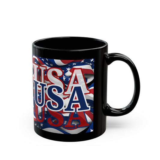 USA BLfont Center Patriot Black Mug by theGreenDragonTavern.shop