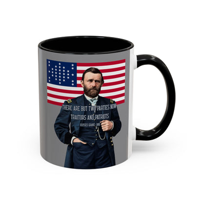 "Traitors and Patriots" Ulysses Grant Grey Accent Mug by theGreenDragonTavern.shop
