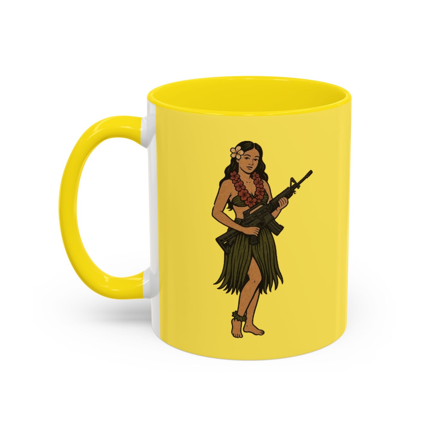 Hula Girl Packin' Heat Pineapple Accent Mug by theGreenDragonTavern.shop