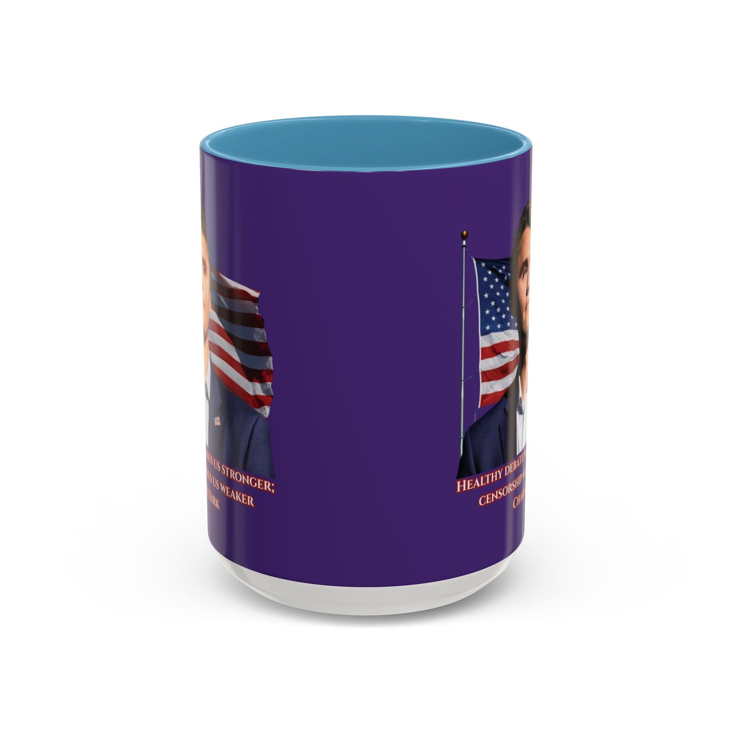 Charlie Kirk, Healthy Debate Purple Accent Mug by theGreenDragonTavern.shop