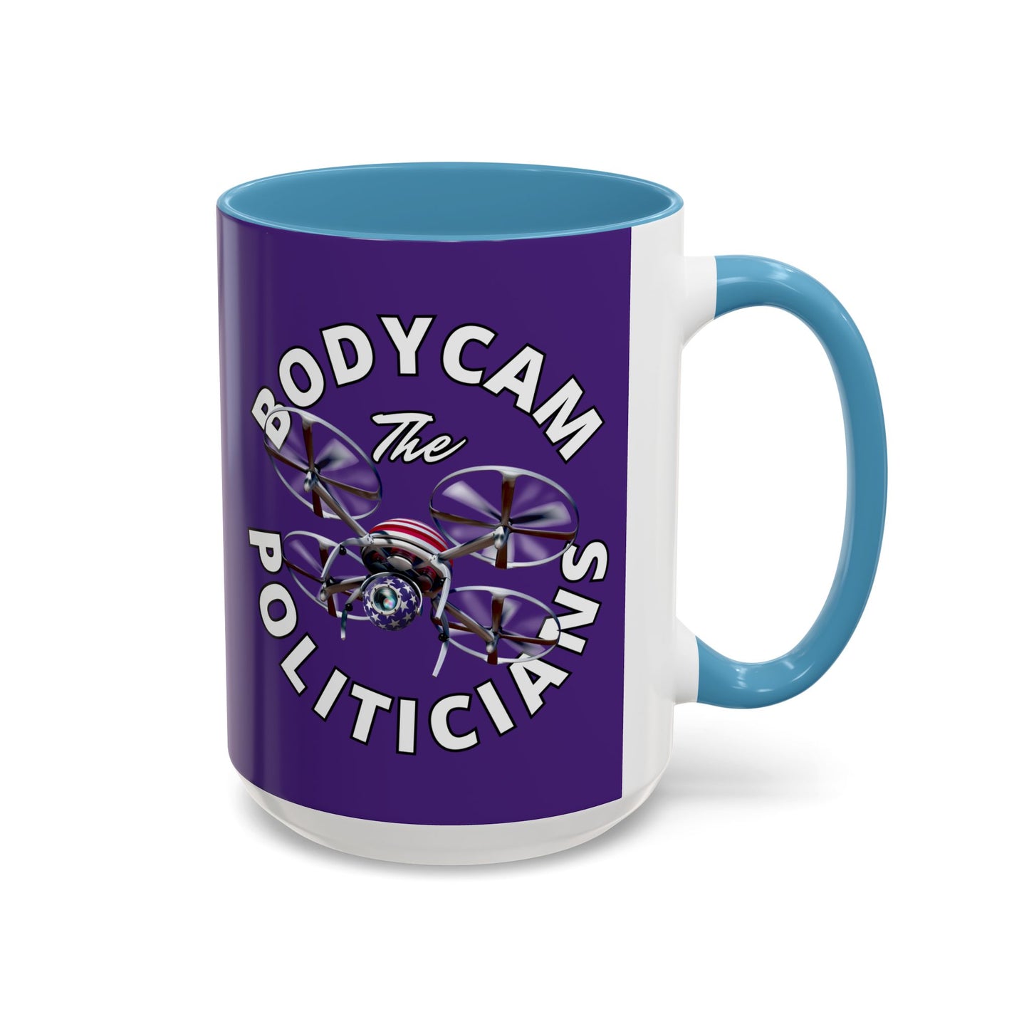 Bodycam the Politicians Drone Dark Purple Accent Mug by theGreenDragonTavern.shop