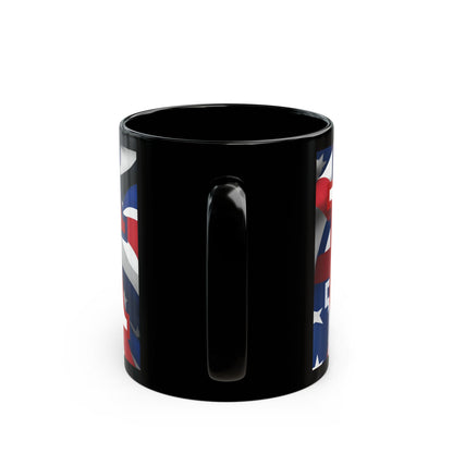 USA! USA! USA White font Patriot Black Mug by theGreenDragonTavern.shop