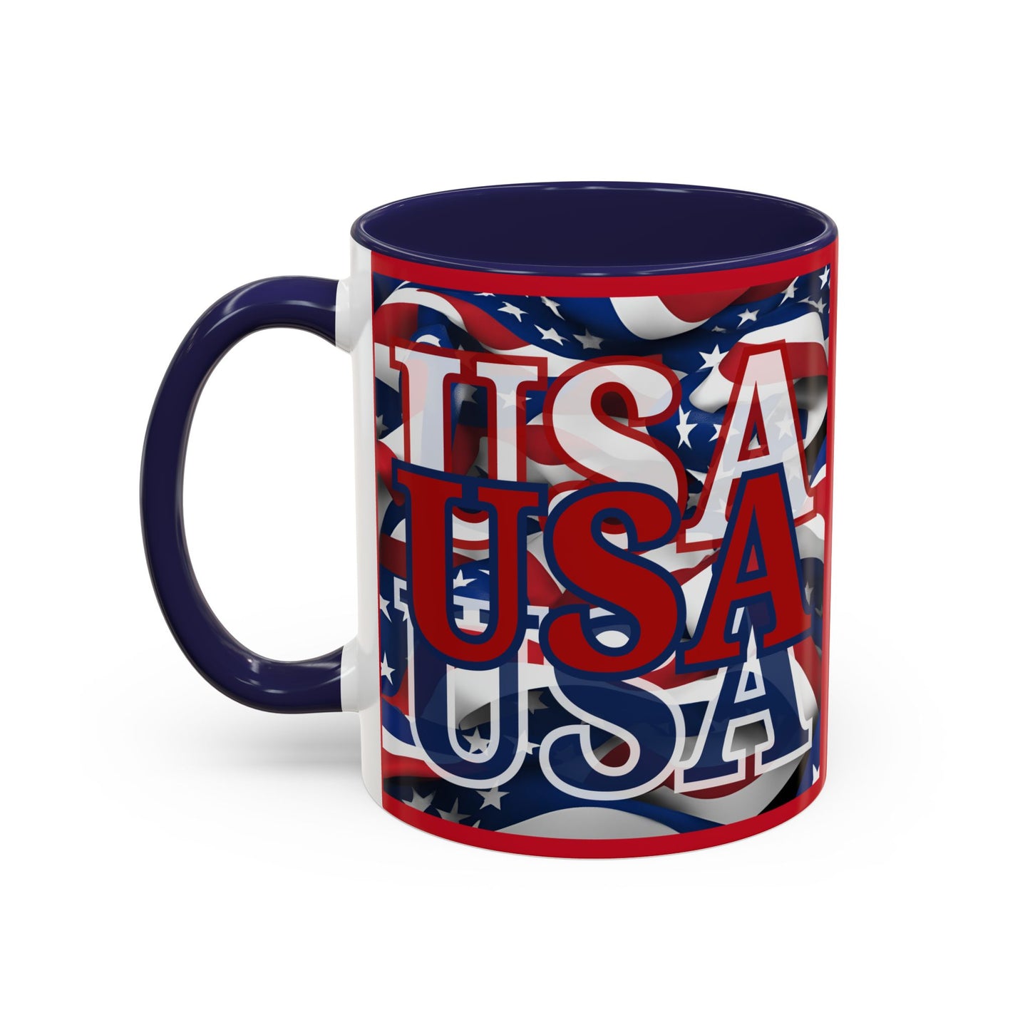 USA Red font Center Patriot Red Accent Mug by theGreenDragonTavern.shop