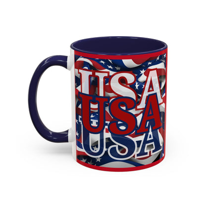 USA Red font Center Patriot Red Accent Mug by theGreenDragonTavern.shop