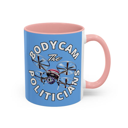Bodycam the Politicians Drone Light Blue Accent Mug by theGreenDragonTavern.shop