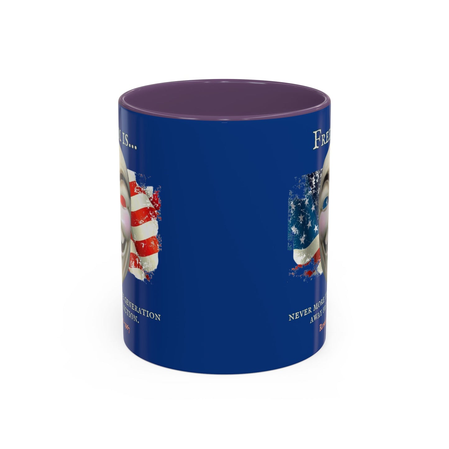 Ronald Reagan Freedom Vendetta Blue Accent Mug by theGreenDragonTavern.shop