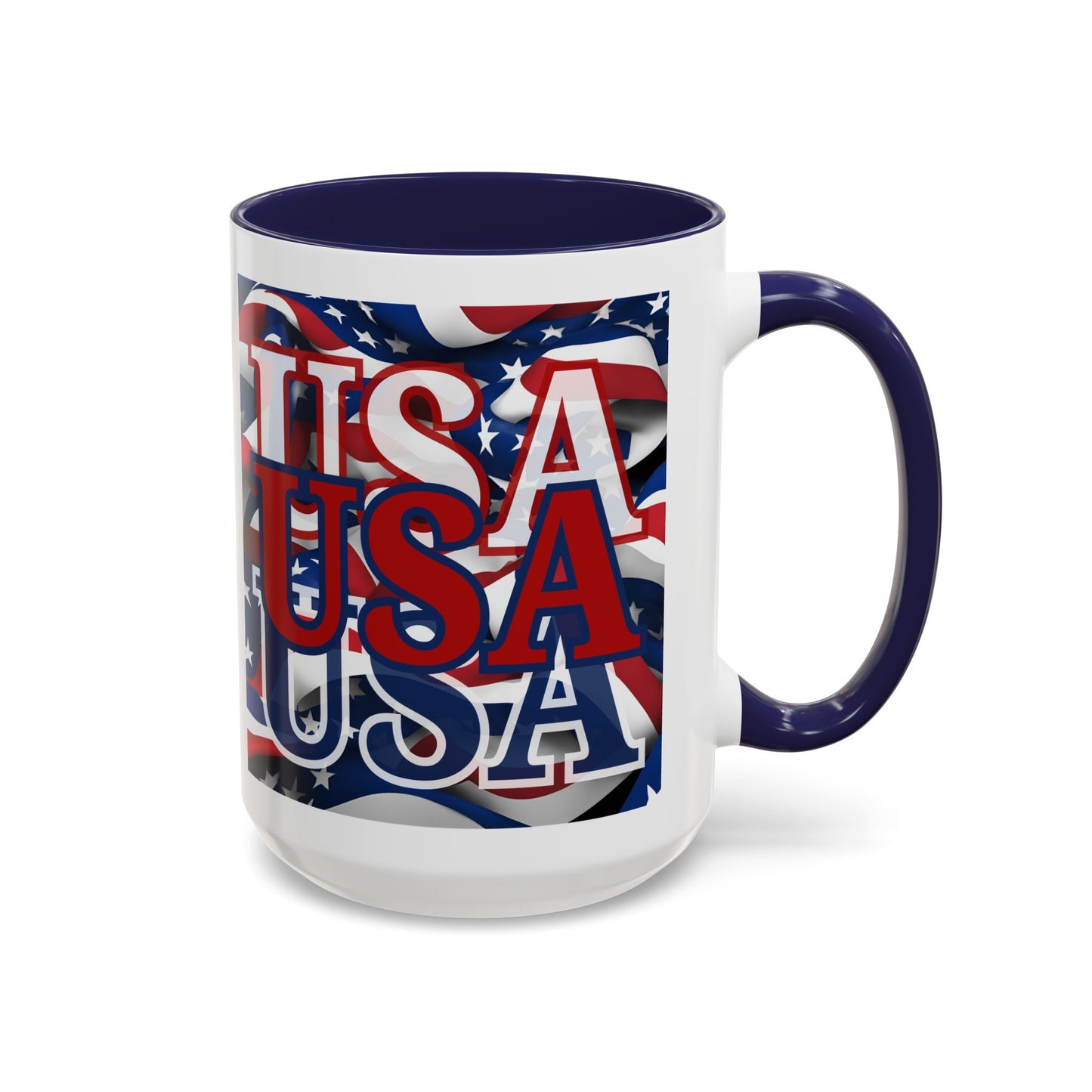 USA Red font Center Patriot White Accent Mug by theGreenDragonTavern.shop