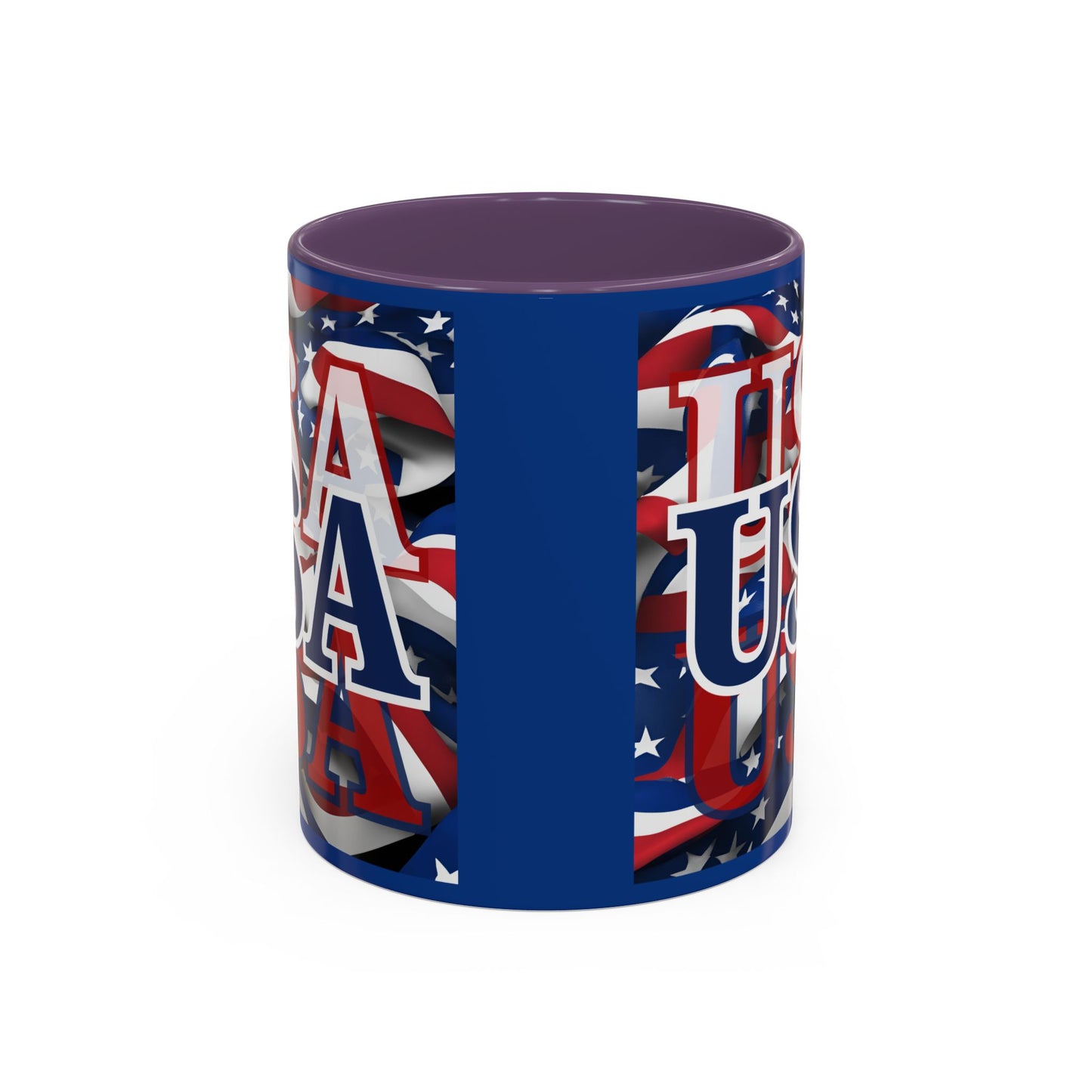 USA Blue font Center Patriot Blue Accent Mug by theGreenDragonTavern.shop