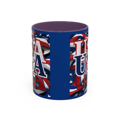 USA Blue font Center Patriot Blue Accent Mug by theGreenDragonTavern.shop