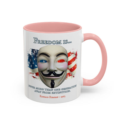 Ronald Reagan Freedom Vendetta White Accent Mug by theGreenDragonTavern.shop