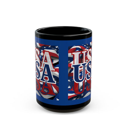 USA Blue font Center Patriot Blue Mug by theGreenDragonTavern.shop