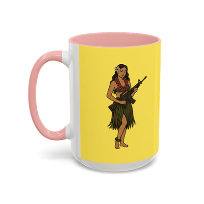 Hula Girl Packin' Heat Pineapple Accent Mug by theGreenDragonTavern.shop
