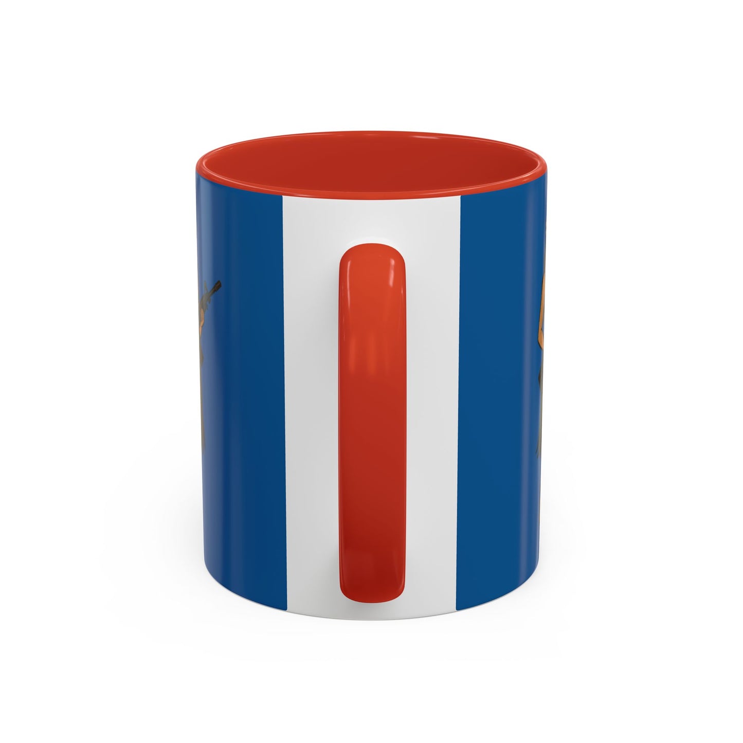 Hula Girl Packin' Heat Dark Blue Accent Mug by theGreenDragonTavern.shop