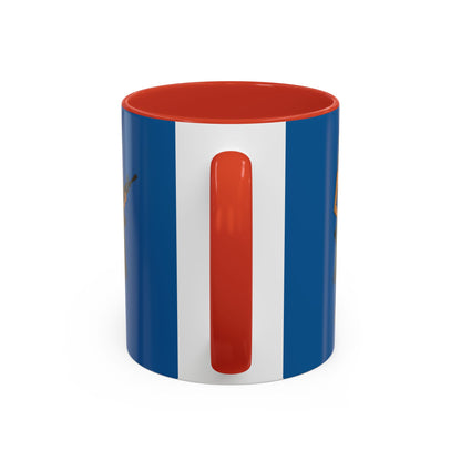 Hula Girl Packin' Heat Dark Blue Accent Mug by theGreenDragonTavern.shop