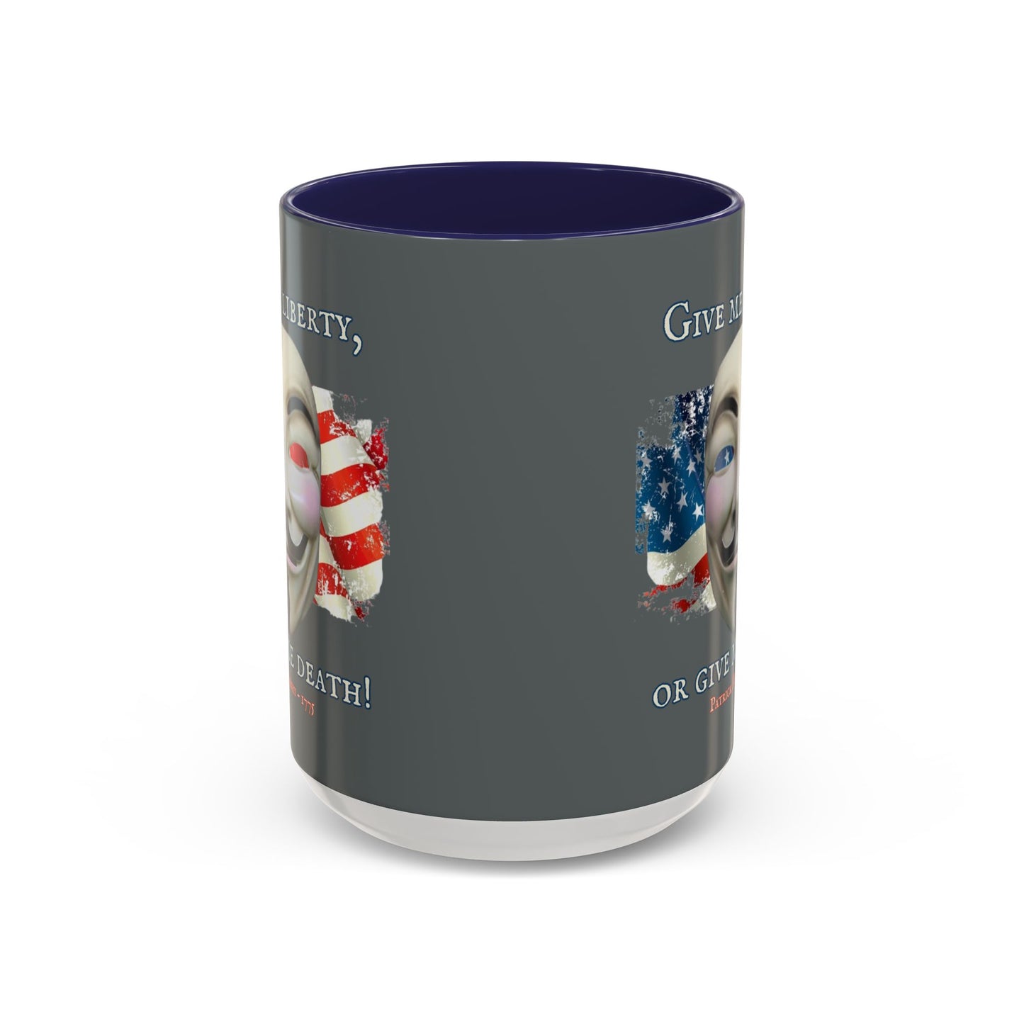 Vendetta, "Give me liberty, or give me death!" Grey Accent Mug by theGreenDragonTavern.shop