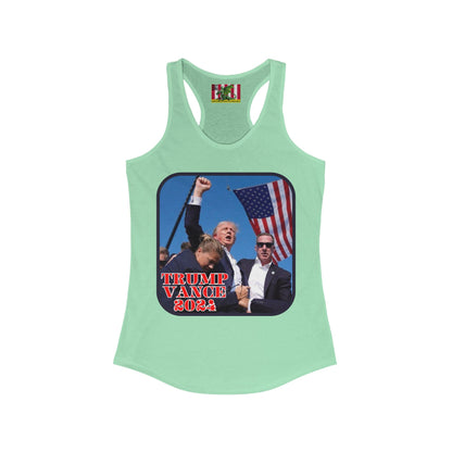 Trump and Vance 2024 Women's Racerback Tank Top by theGreenDragonTavern.shop