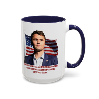 Charlie Kirk, Healthy Debate White Accent Mug by theGreenDragonTavern.shop