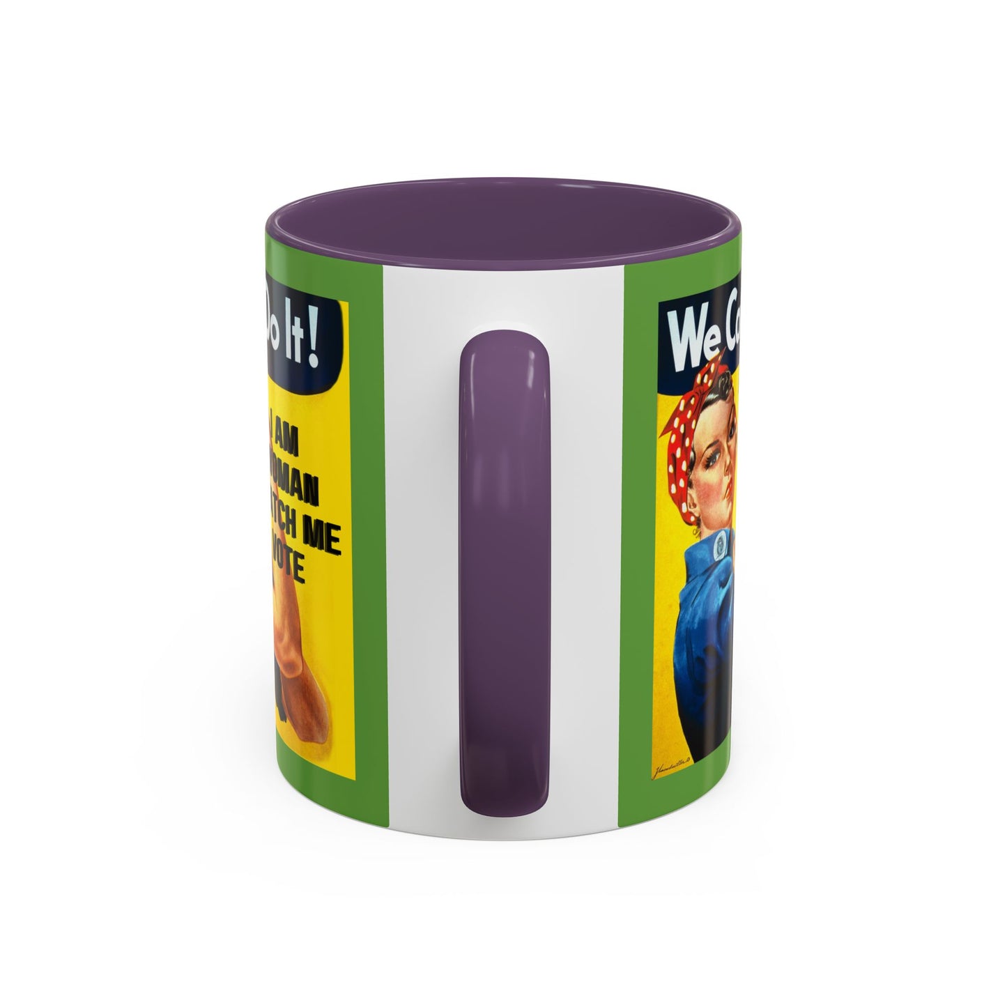 I Am Woman Watch Me Vote Rosie Green Accent Mug by theGreenDragonTavern.shop