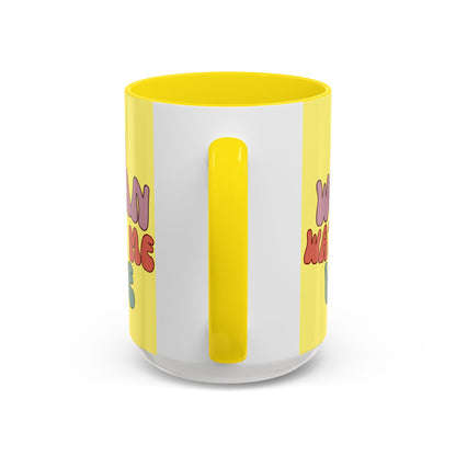 I Am Woman Watch Me Vote Yellow Accent Mug by theGreenDragonTavern.shop