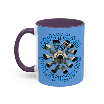 Bodycam the Politicians Cameras Blue Accent Mug by theGreenDragonTavern.shop