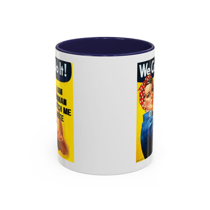 I Am Woman Watch Me Vote Rosie White Accent Mug by theGreenDragonTavern.shop