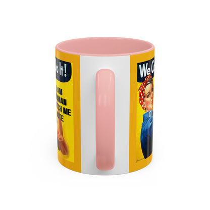 I Am Woman Watch Me Vote Rosie Yellow Accent Mug by theGreenDragonTavern.shop