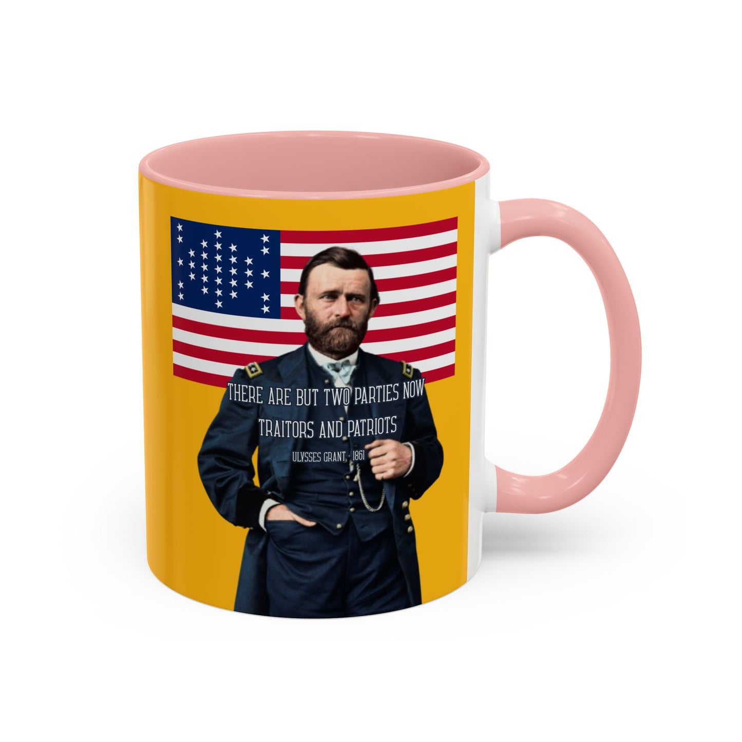 "Traitors and Patriots" Ulysses Grant Yellow Accent Mug by theGreenDragonTavern.shop