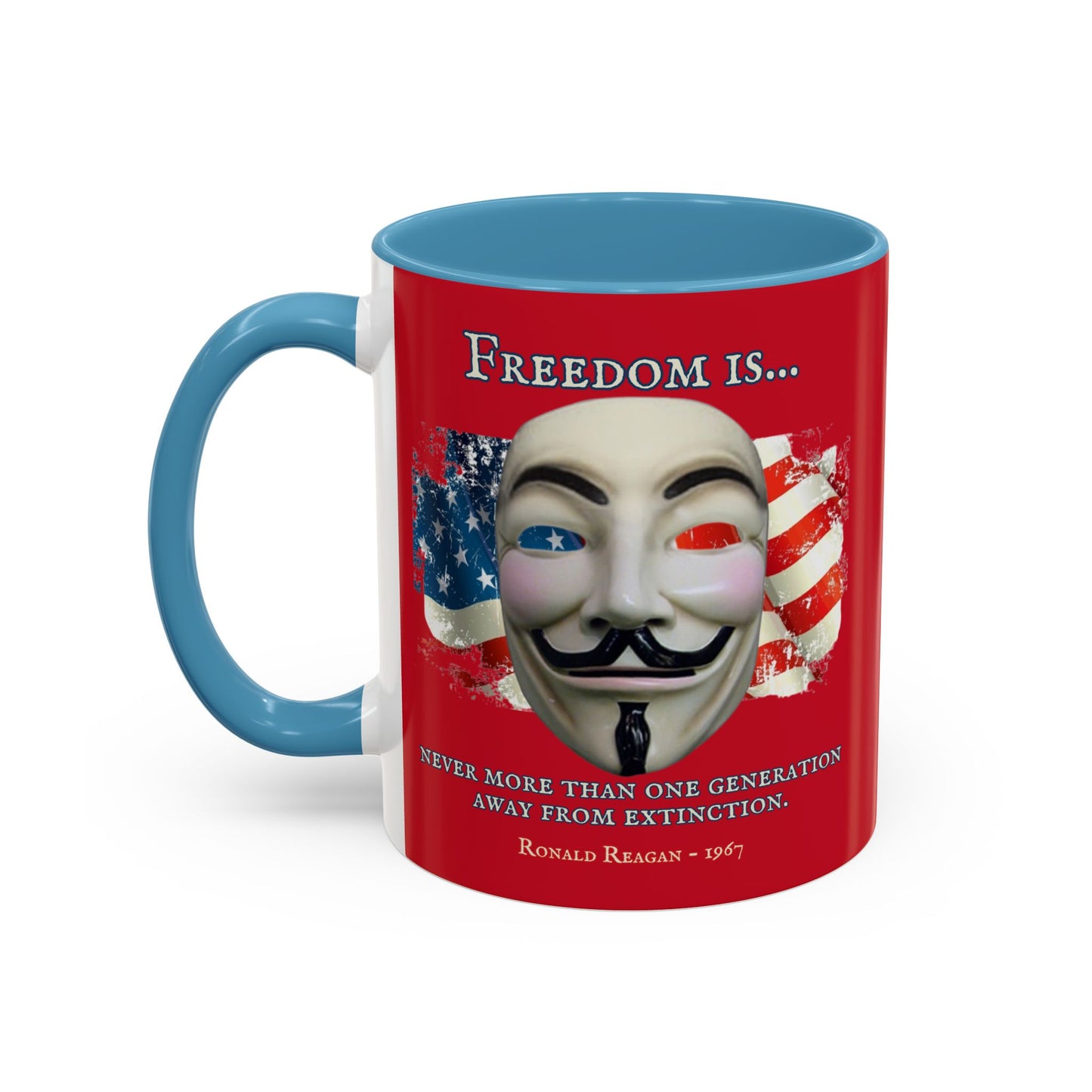 Ronald Reagan Freedom Vendetta Red Accent Mug by theGreenDragonTavern.shop