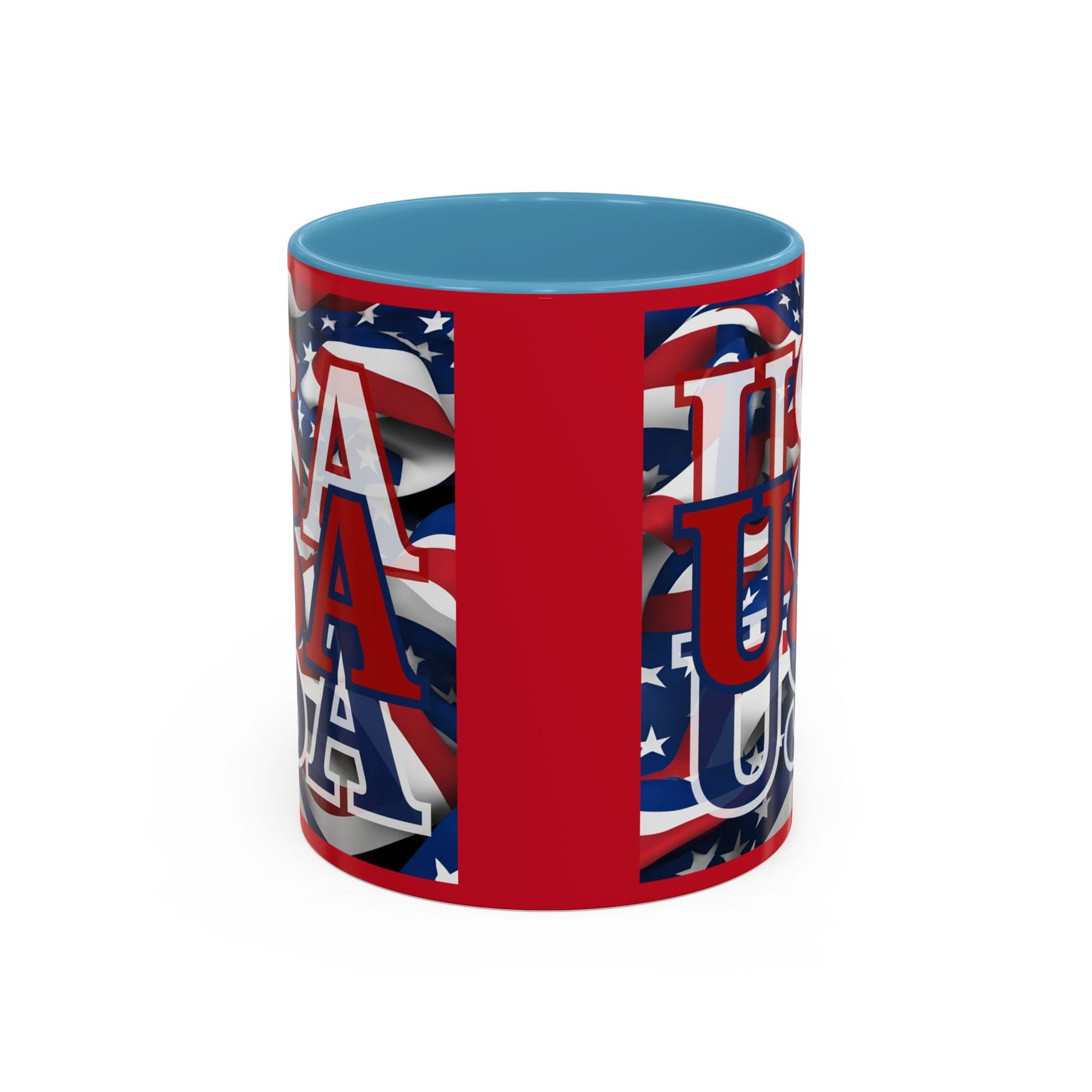 USA Red font Center Patriot Red Accent Mug by theGreenDragonTavern.shop
