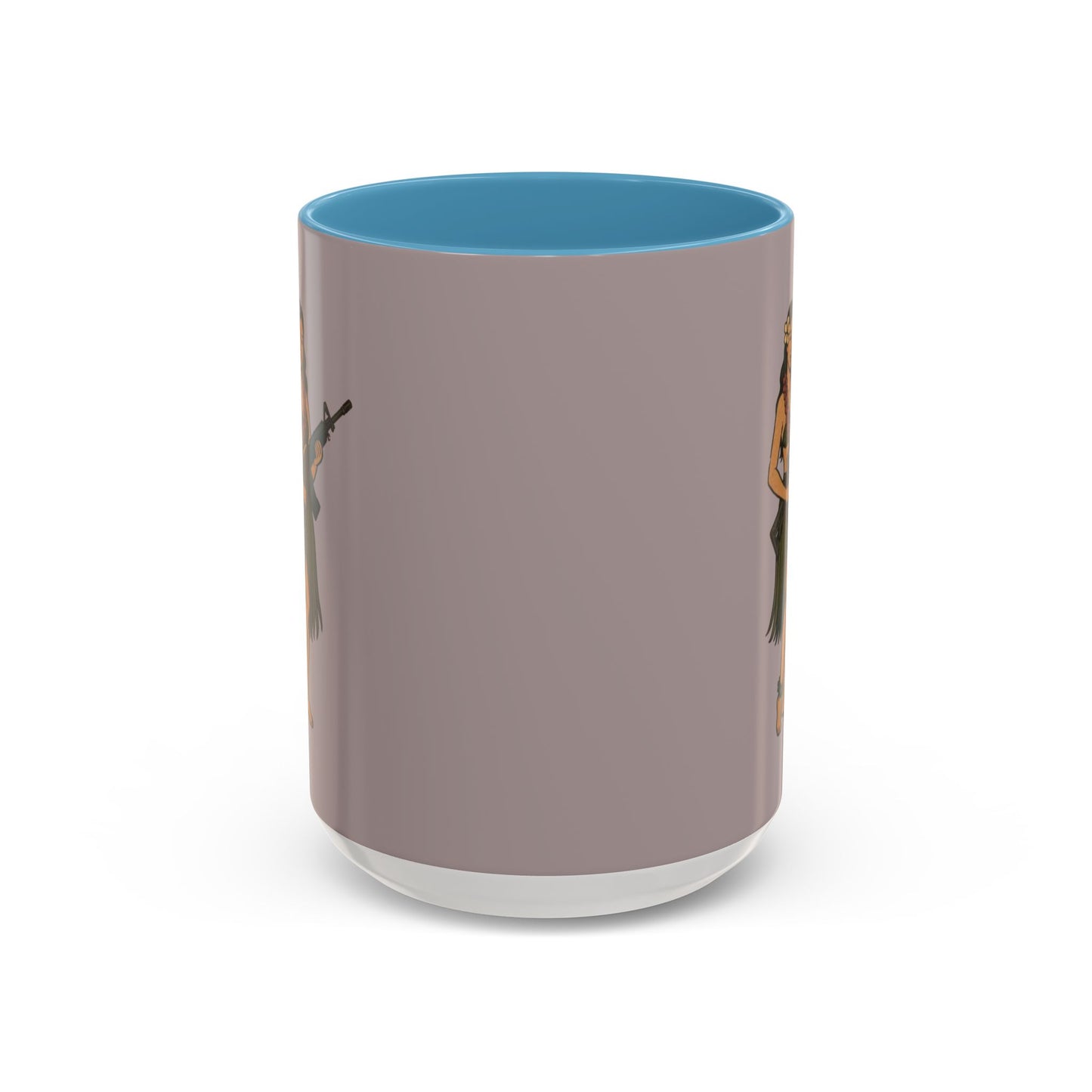 Hula Girl Packin' Heat Grey Accent Mug by theGreenDragonTavern.shop