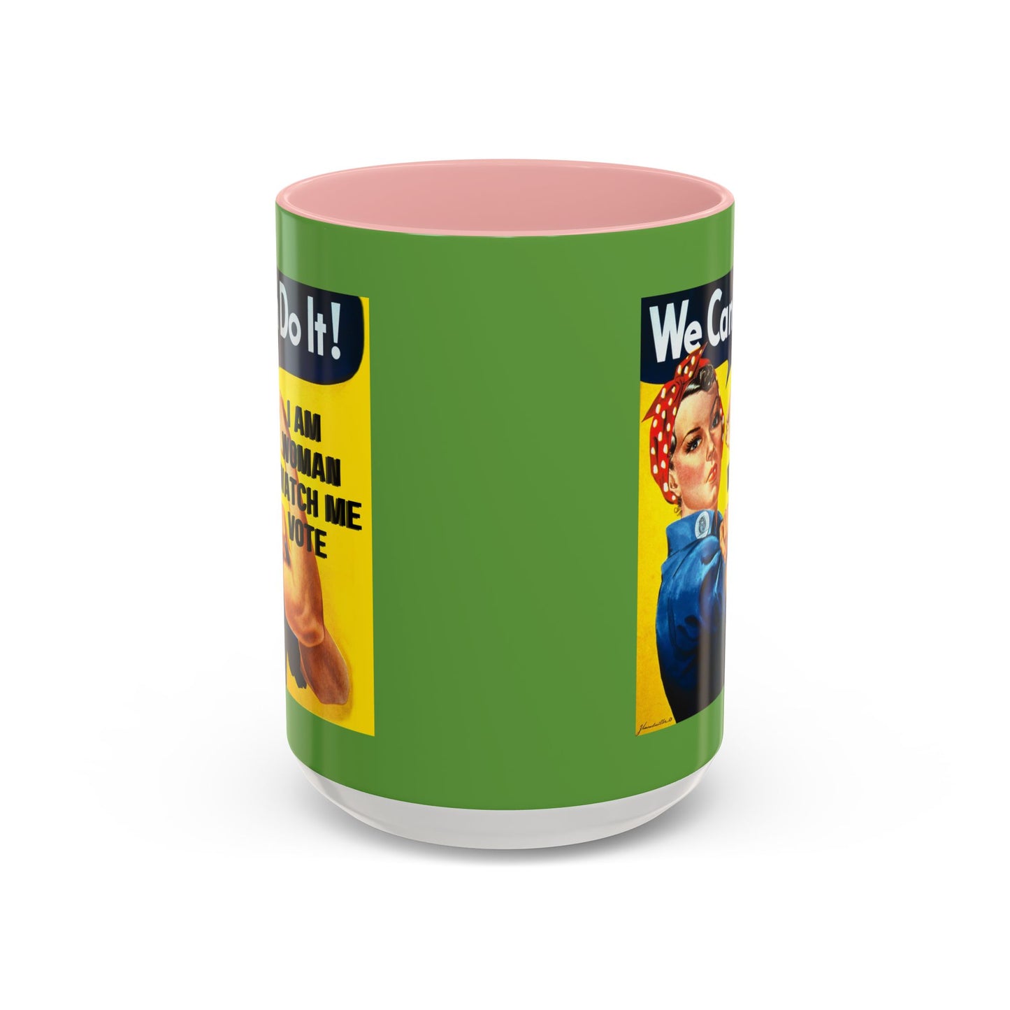 I Am Woman Watch Me Vote Rosie Green Accent Mug by theGreenDragonTavern.shop