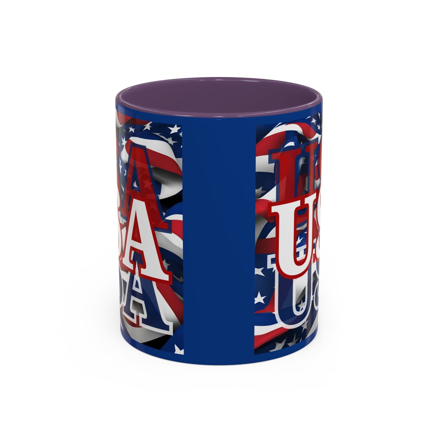 USA White font Center Patriot Blue Accent Mug by theGreenDragonTavern.shop