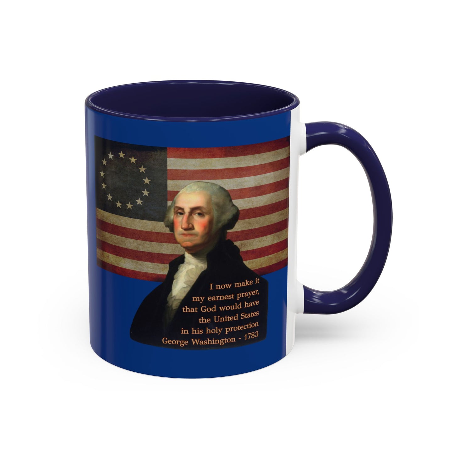 Washington's Earnest Prayer Dark Blue Accent Mug by theGreenDragonTavern.shop
