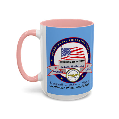 DNASM 2-sided, Founding & Student Art Light Blue Accent Mug by theGreenDragonTavern.shop