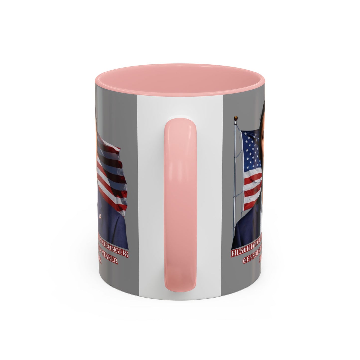Charlie Kirk, Healthy Debate Grey Accent Mug by theGreenDragonTavern.shop