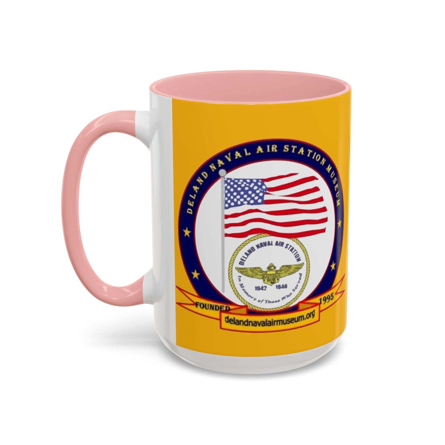 DeLand Naval Air Station Museum Yellow Accent Mug by theGreenDragonTavern.shop