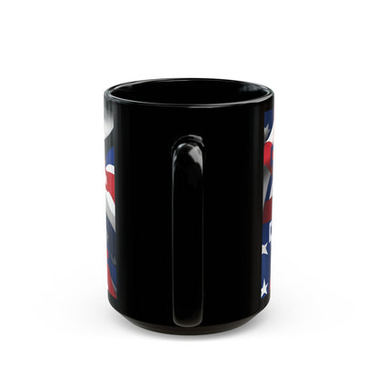 USA! USA! USA Red font Patriot Black Mug by theGreenDragonTavern.shop