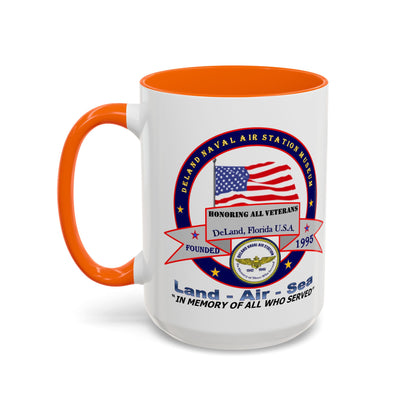 DNASM 2-sided, Founding & Student Art w/Navy Ring White Accent Mug by theGreenDragonTavern.shop