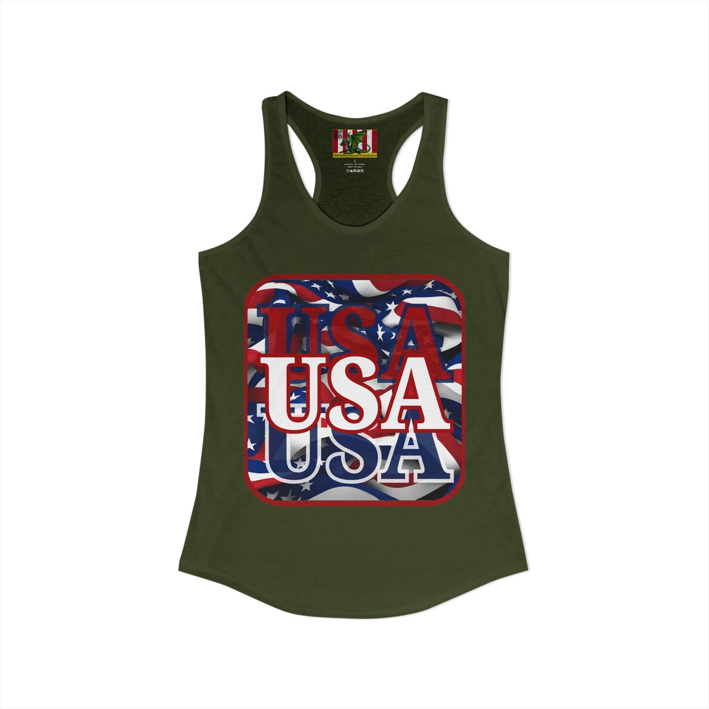 Red WHITE and Blue USA Patriot Women's Racerback Tank Top by theGreenDragonTavern.shop