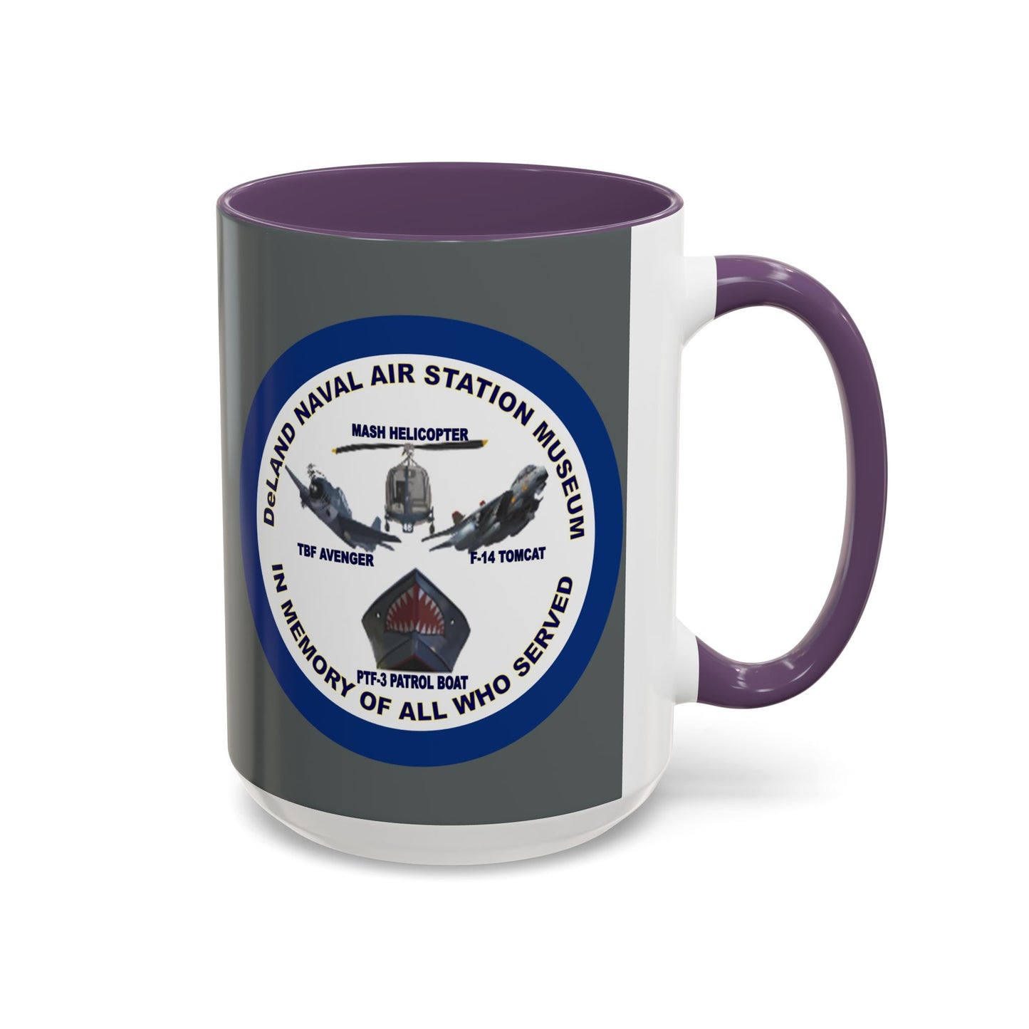 DNASM 2-sided, Founding & Student Art w/Navy Ring Grey Accent Mug by theGreenDragonTavern.shop