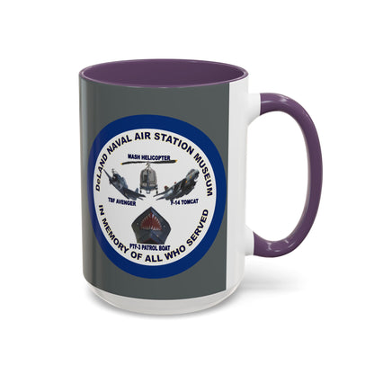 DNASM 2-sided, Founding & Student Art w/Navy Ring Grey Accent Mug by theGreenDragonTavern.shop