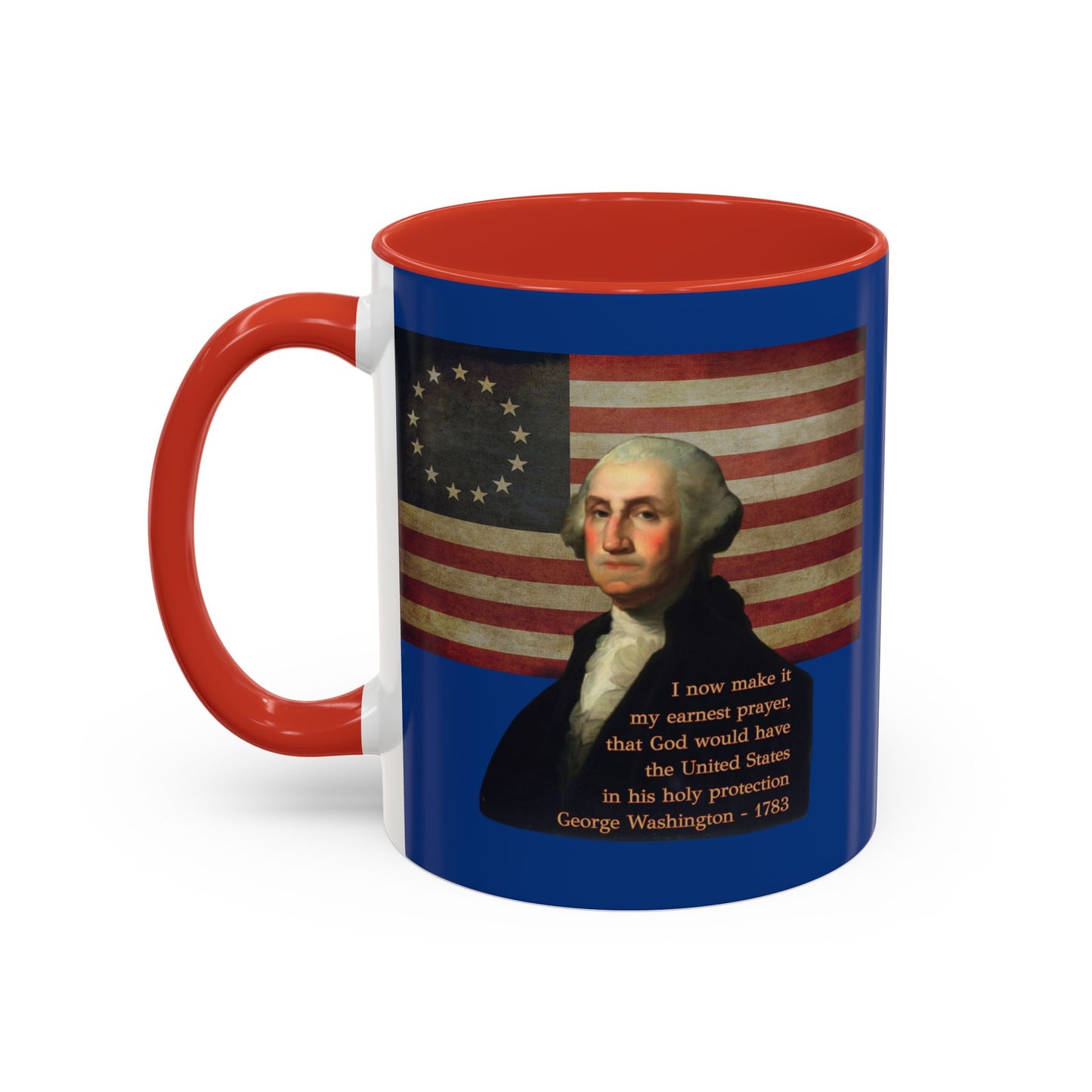 Washington's Earnest Prayer Dark Blue Accent Mug by theGreenDragonTavern.shop