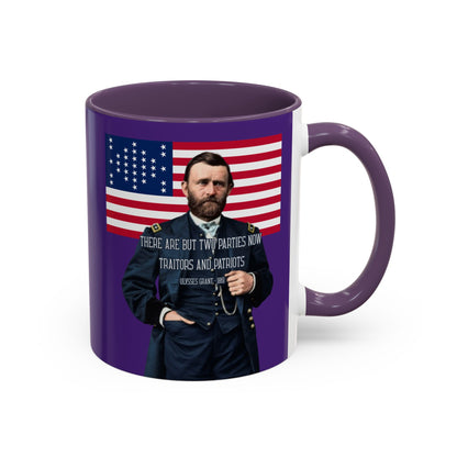 "Traitors and Patriots" Ulysses Grant Dark Purple Accent Mug by theGreenDragonTavern.shop