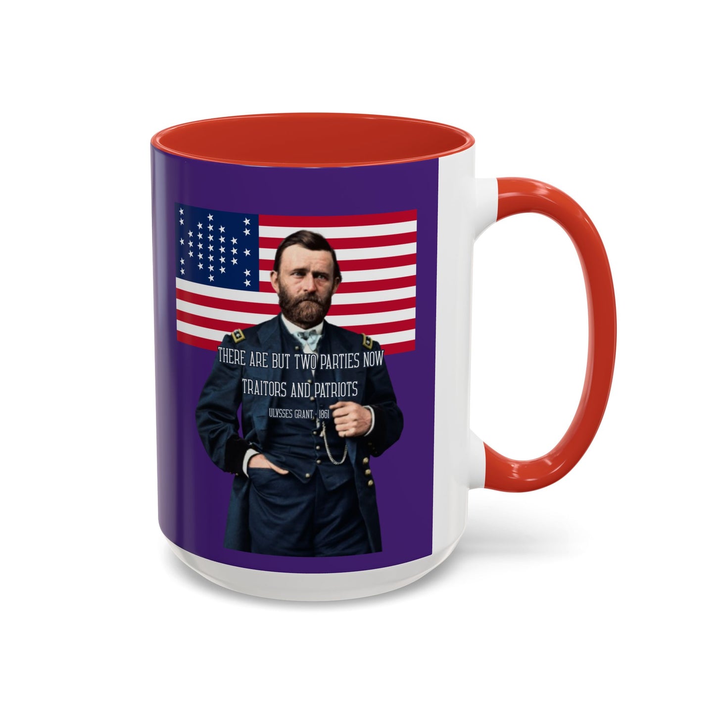 "Traitors and Patriots" Ulysses Grant Dark Purple Accent Mug by theGreenDragonTavern.shop