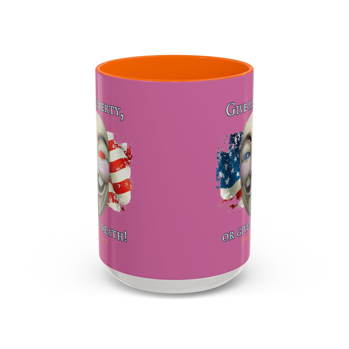 Vendetta, "Give me liberty, or give me death!" Pink Accent Mug by theGreenDragonTavern.shop